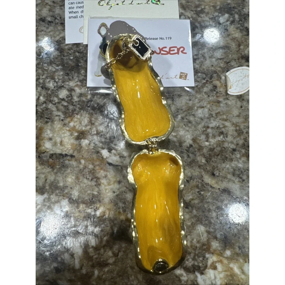 Objet D'Art #119 BOWSER Dog With Gold Chain Blinged Hinged Trinket‎ Box